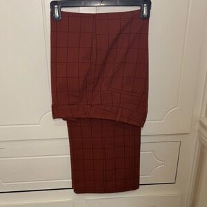 Worthington Rust Red Windowpane Dress Pants